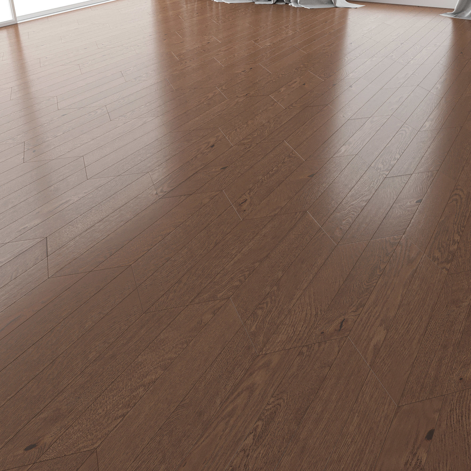 Parquet Oak Walnut Brushed set 6 3D model_2
