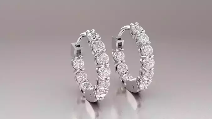 Earrings 3D print model diamond hoop