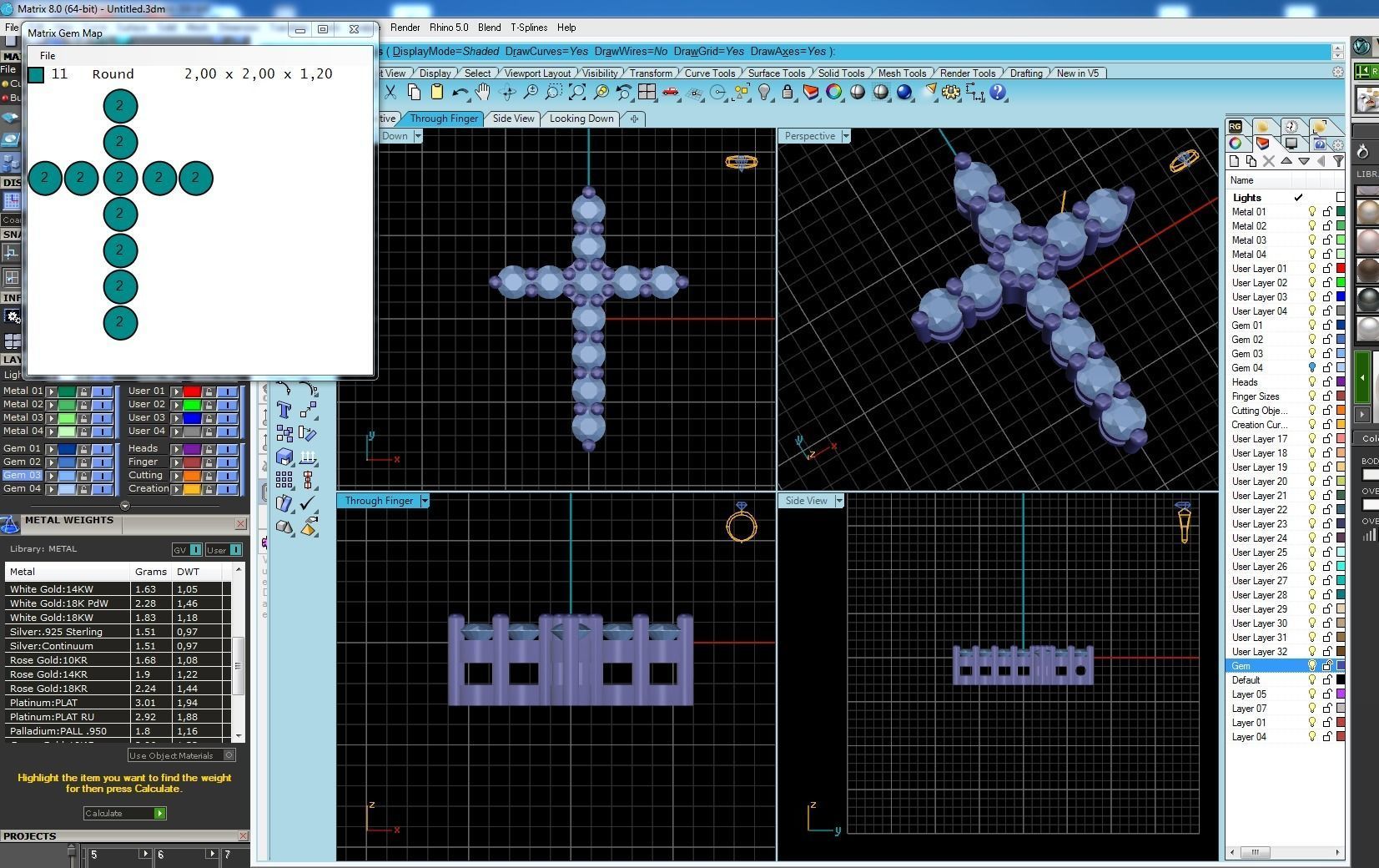 Cross 3D print model gold diamond pendant 3D print model_6