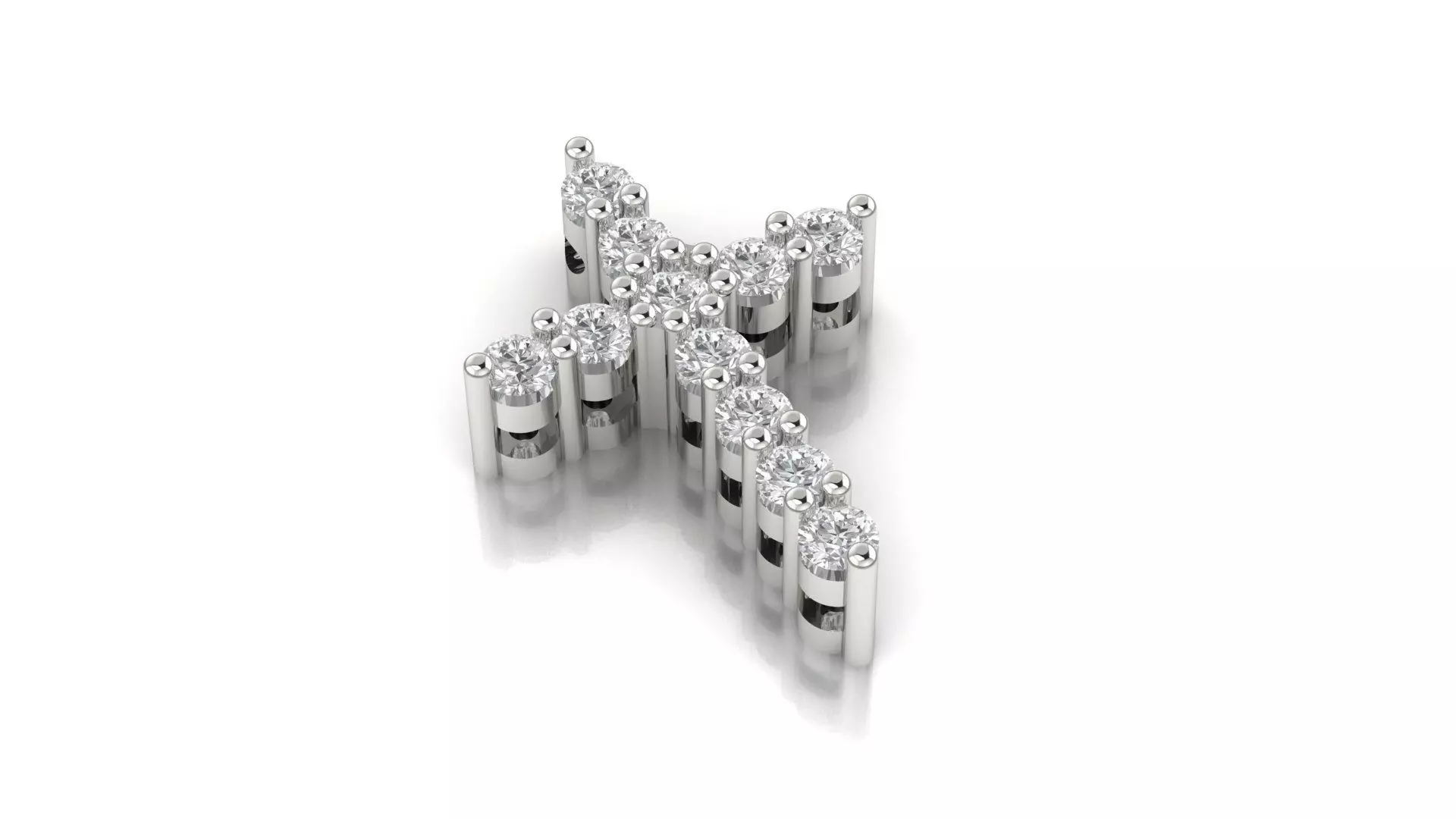 Cross 3D print model gold diamond pendant 3D print model_0