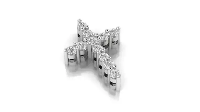 Cross 3D print model gold diamond pendant