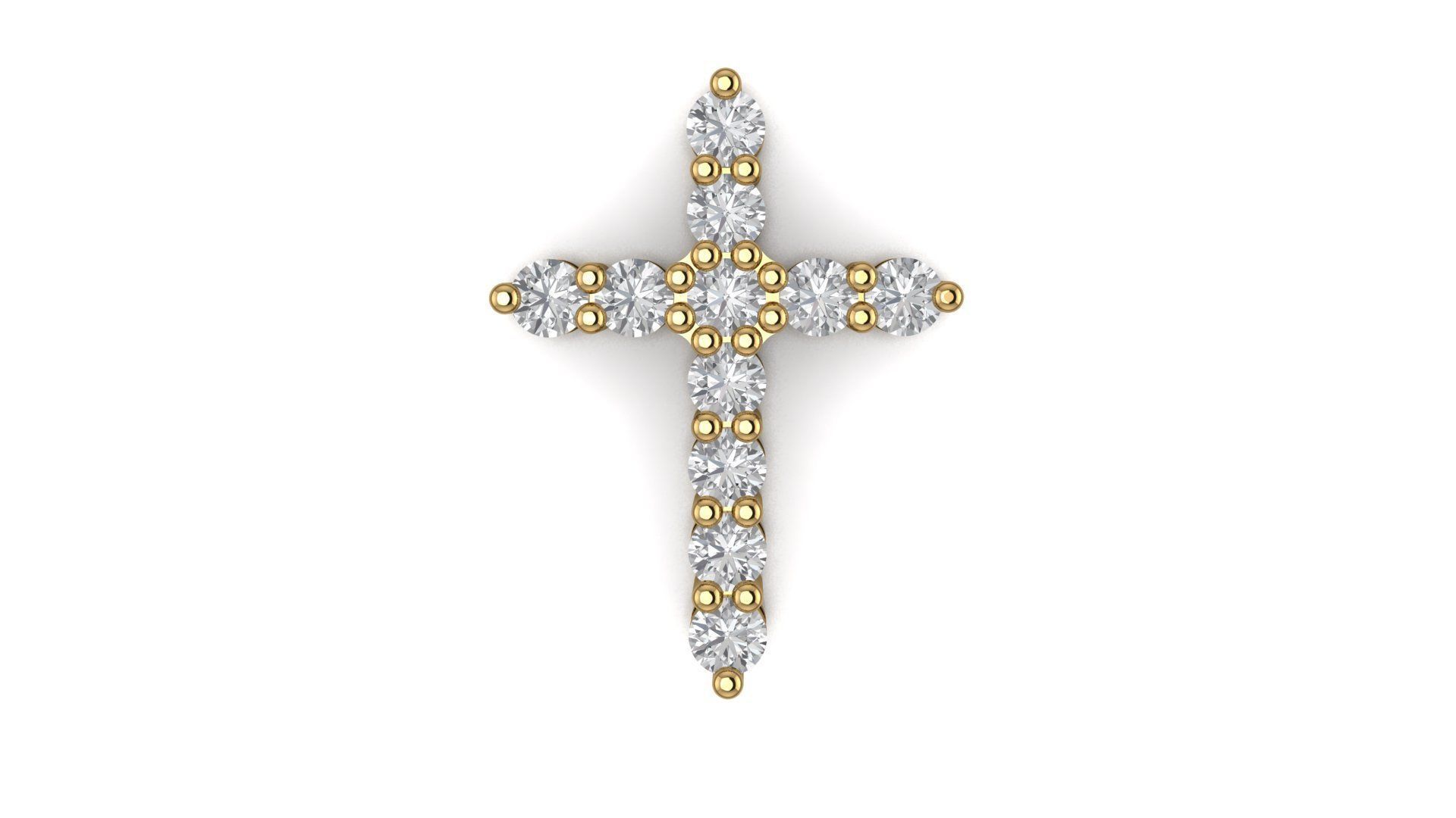 Cross 3D print model gold diamond pendant 3D print model_2