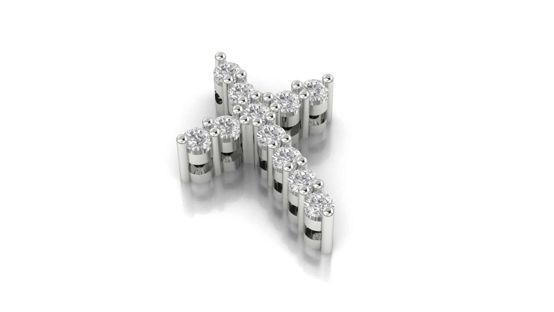 Cross 3D print model gold diamond pendant 3D print model_13