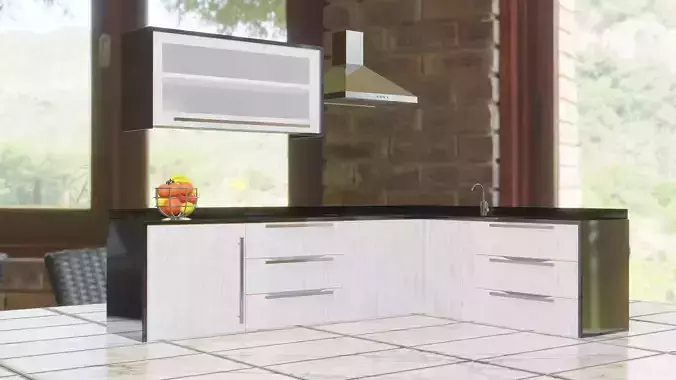 Kitchen Setup - Stone Materials Dark Angola