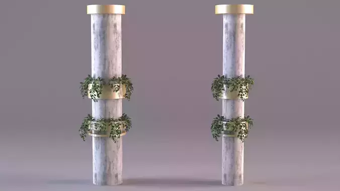 Pillar D 0 pair of wooden poles 3D model