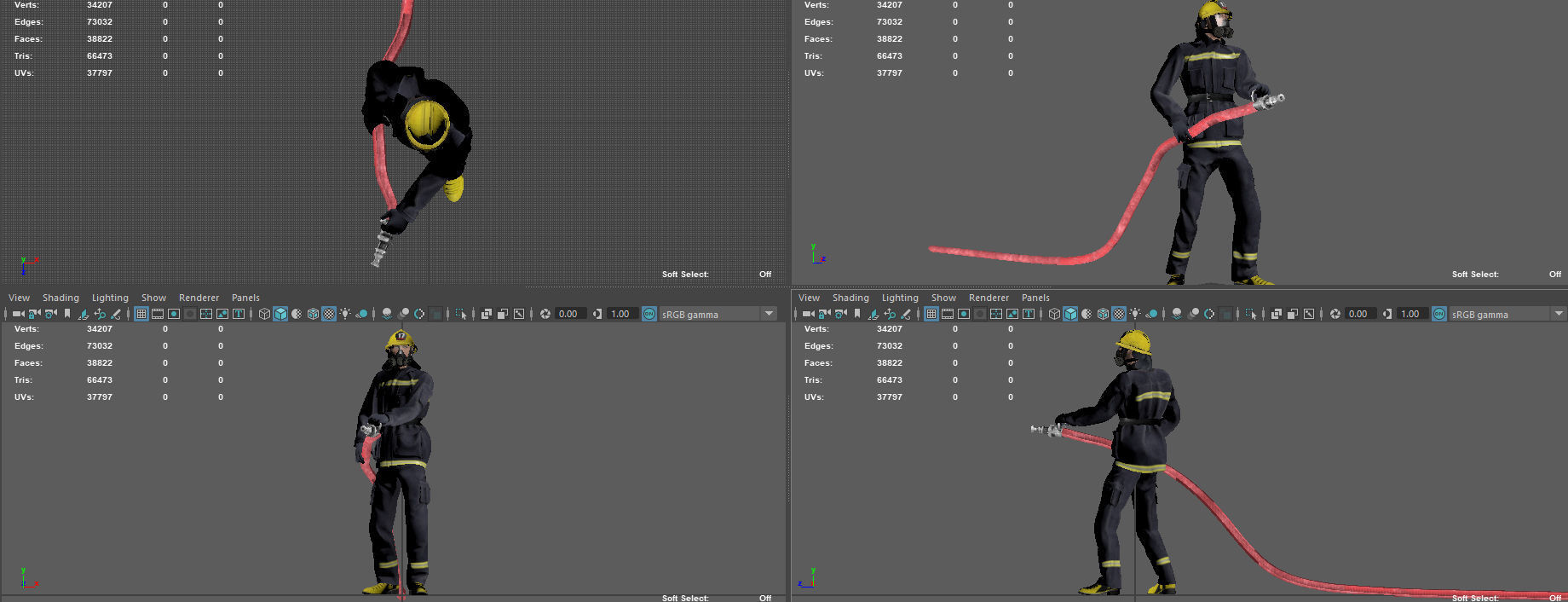 FIREFIGHTER with hose 3D model_10