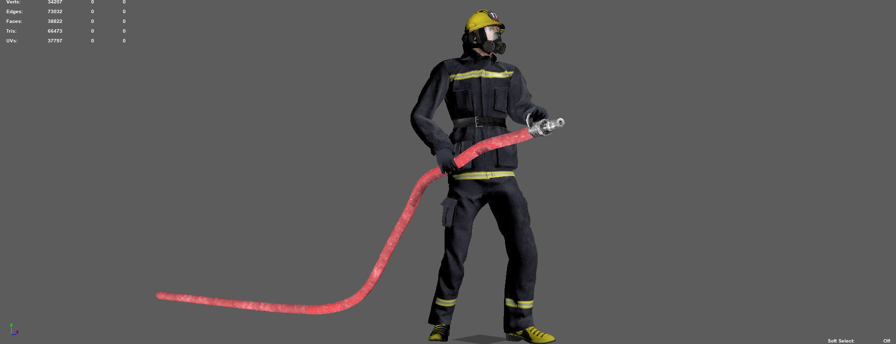 FIREFIGHTER with hose 3D model_7