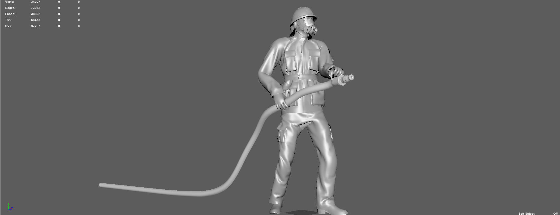FIREFIGHTER with hose 3D model_8