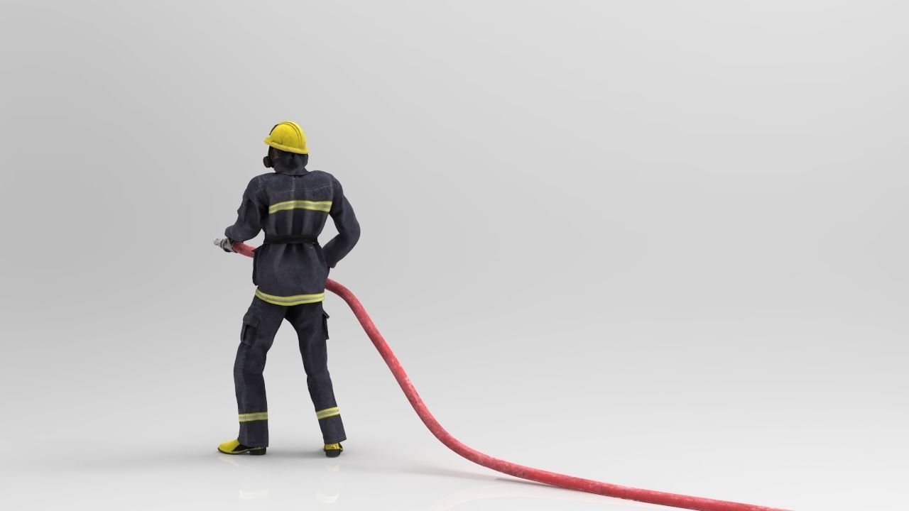 FIREFIGHTER with hose 3D model_3