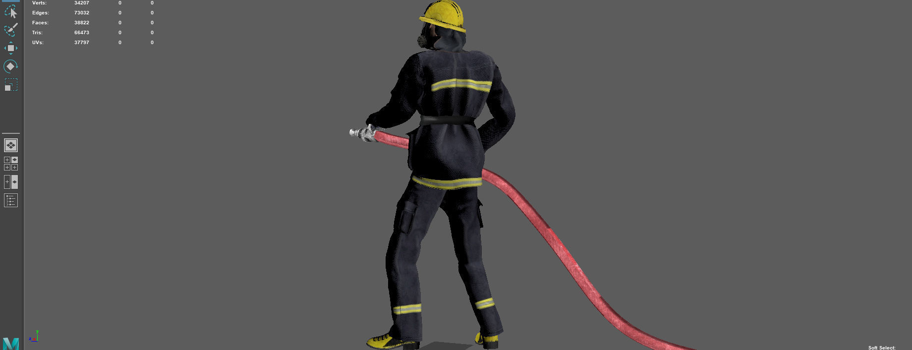 FIREFIGHTER with hose 3D model_15