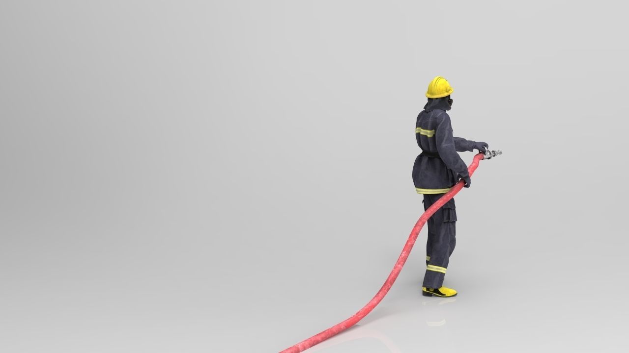 FIREFIGHTER with hose 3D model_5