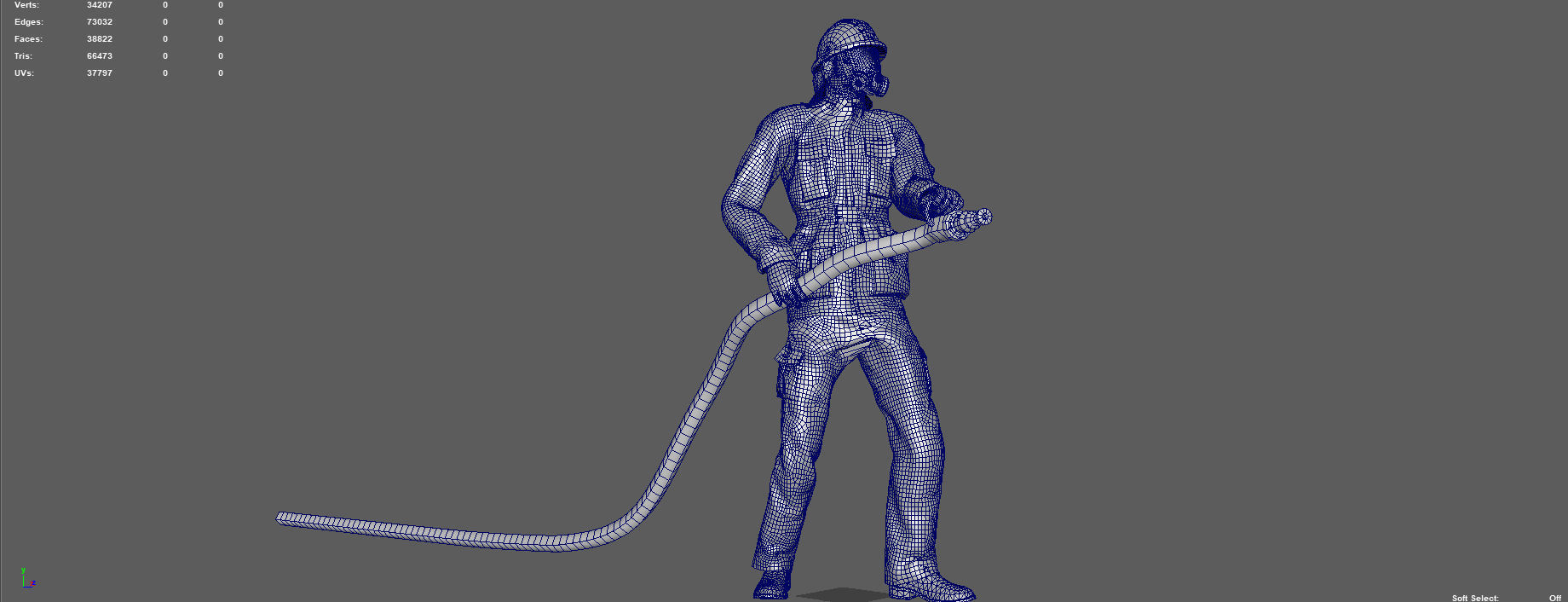 FIREFIGHTER with hose 3D model_9