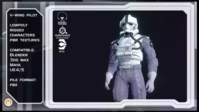 Star Wars  Imperial V-wing pilot Low-poly 3D model