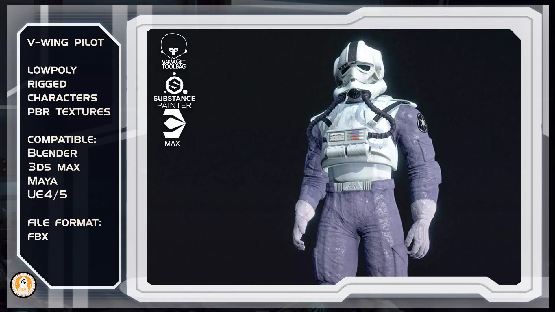 Star Wars  Imperial V-wing pilot Low-poly 3D model_0
