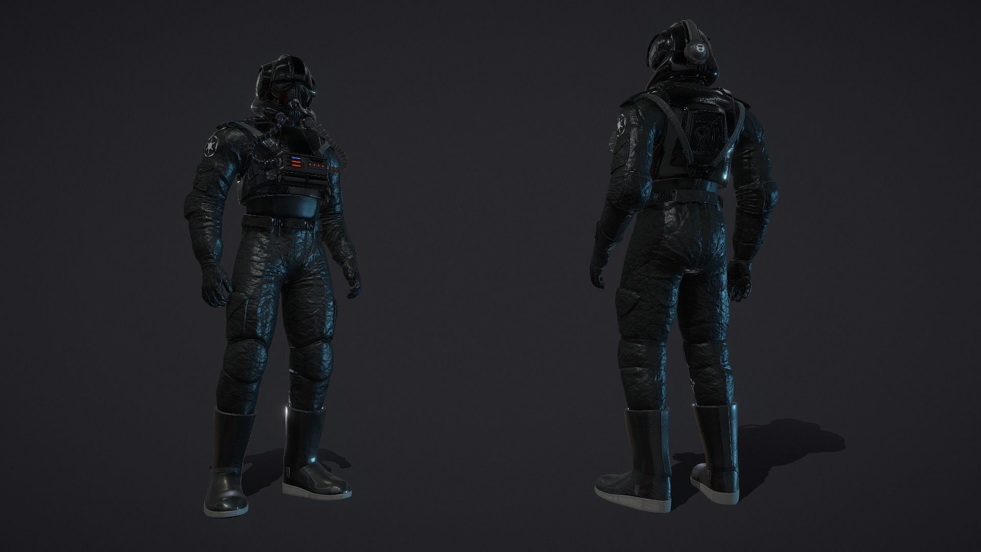 Star Wars  Imperial V-wing pilot Low-poly 3D model_2