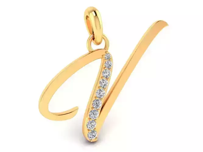 Pendant Alphabet Letter V Diamond