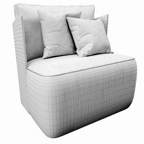 Meridiani Keaton Fit Armchair 3D model 7