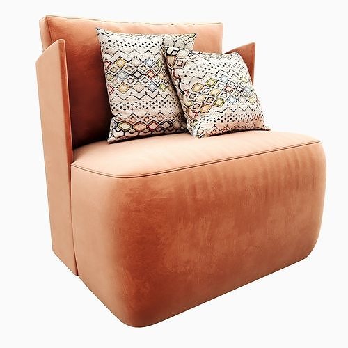 Meridiani Keaton Fit Armchair 3D model 2