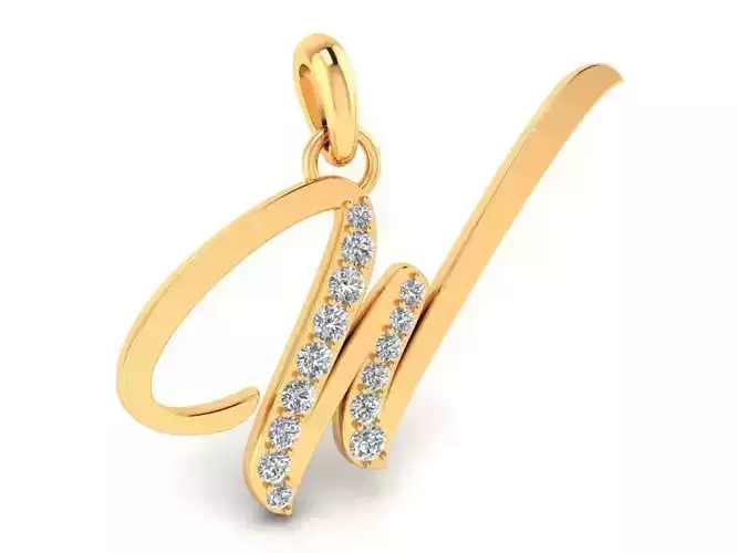 Pendant Alphabet Letter W Diamond