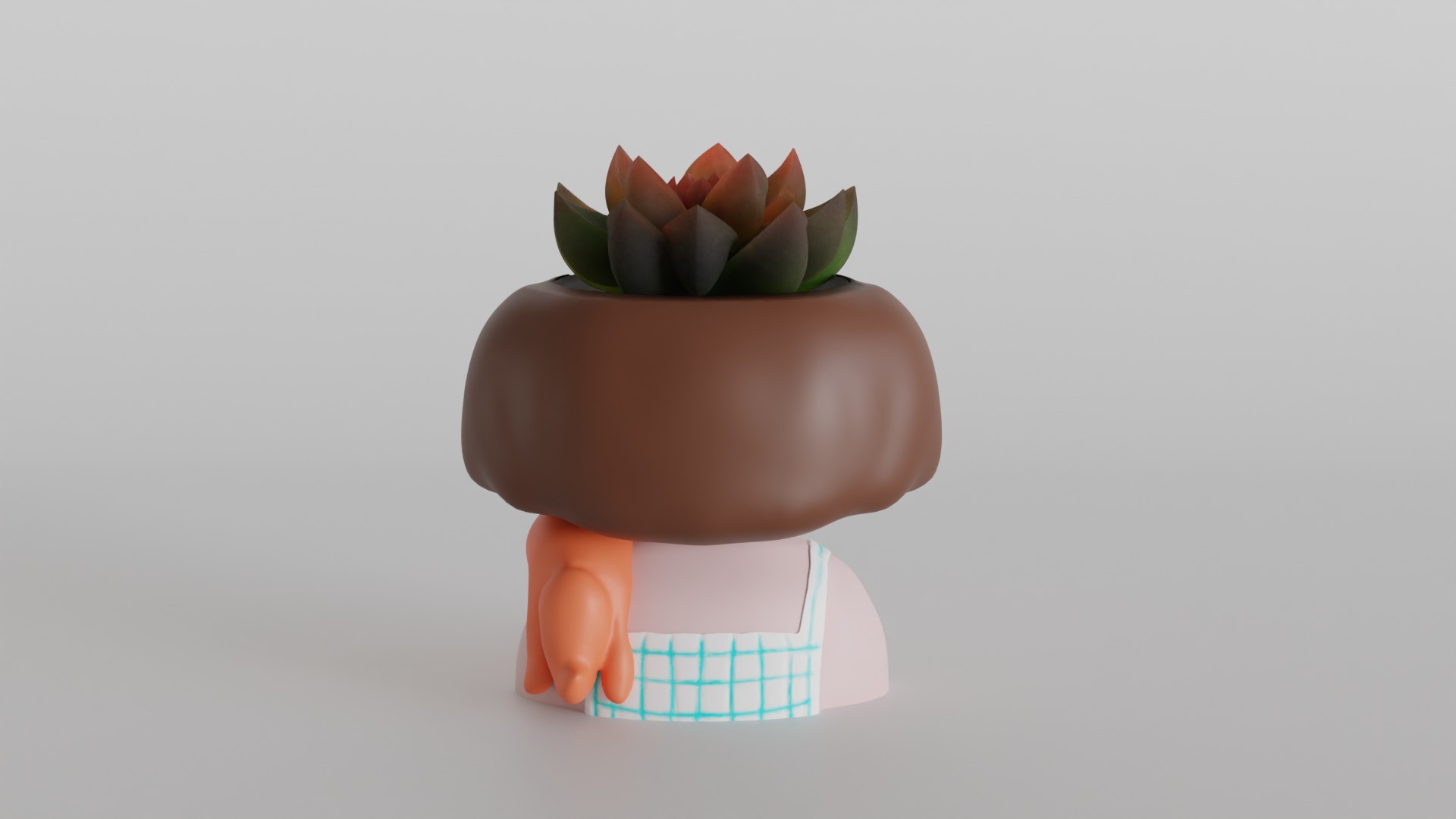 Charming Girl Planter with Sleeping Fox Design 3D print model_4
