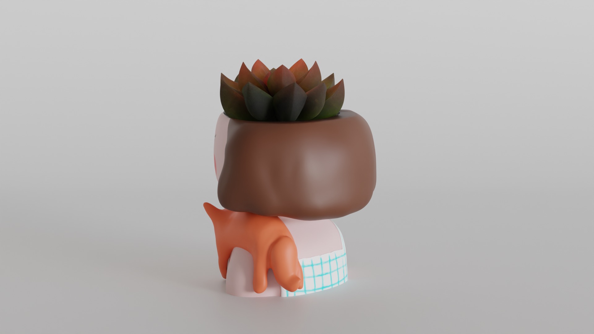 Charming Girl Planter with Sleeping Fox Design 3D print model_5