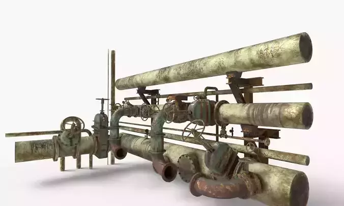 Old Rusty Water Control Valves And Pipes