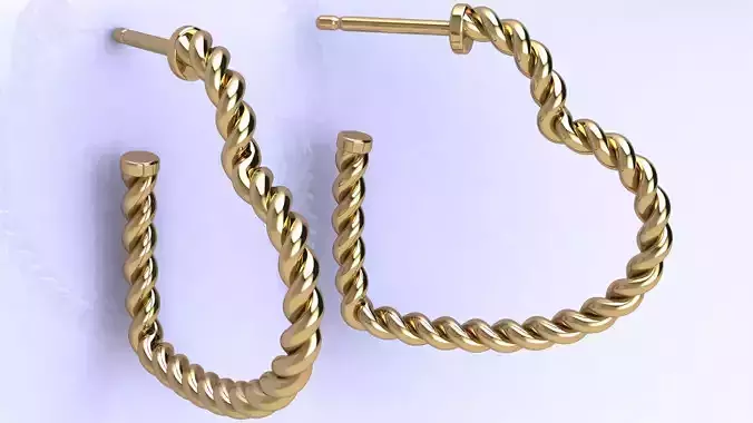 Cable Heart Hoop Earrings 20 mm 3D print model