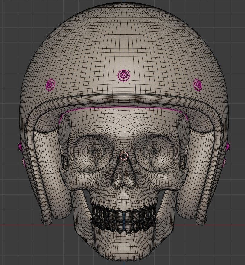 skull in helmet 3D print model_5