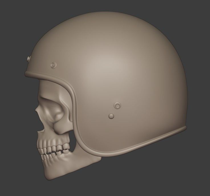 skull in helmet 3D print model_3
