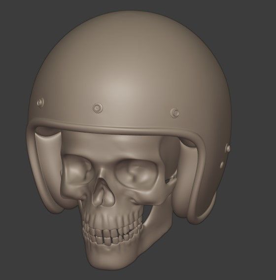 skull in helmet 3D print model_1