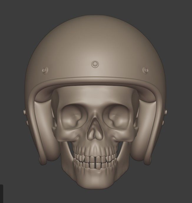 skull in helmet 3D print model_2