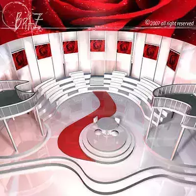 TV Set 3 stage with roses 3D model