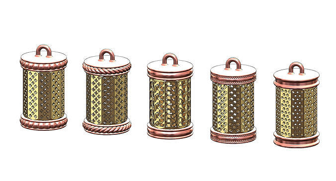 3 piece moucharabieh pendant and charm 3D print model