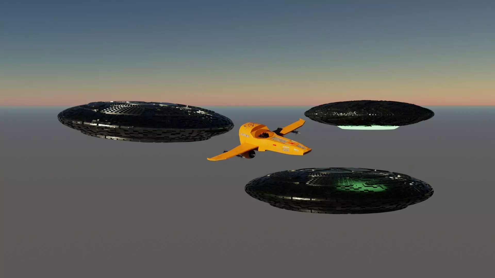 Spaceship 3D model and Kit ufo 3D models 3D Model Collection_0