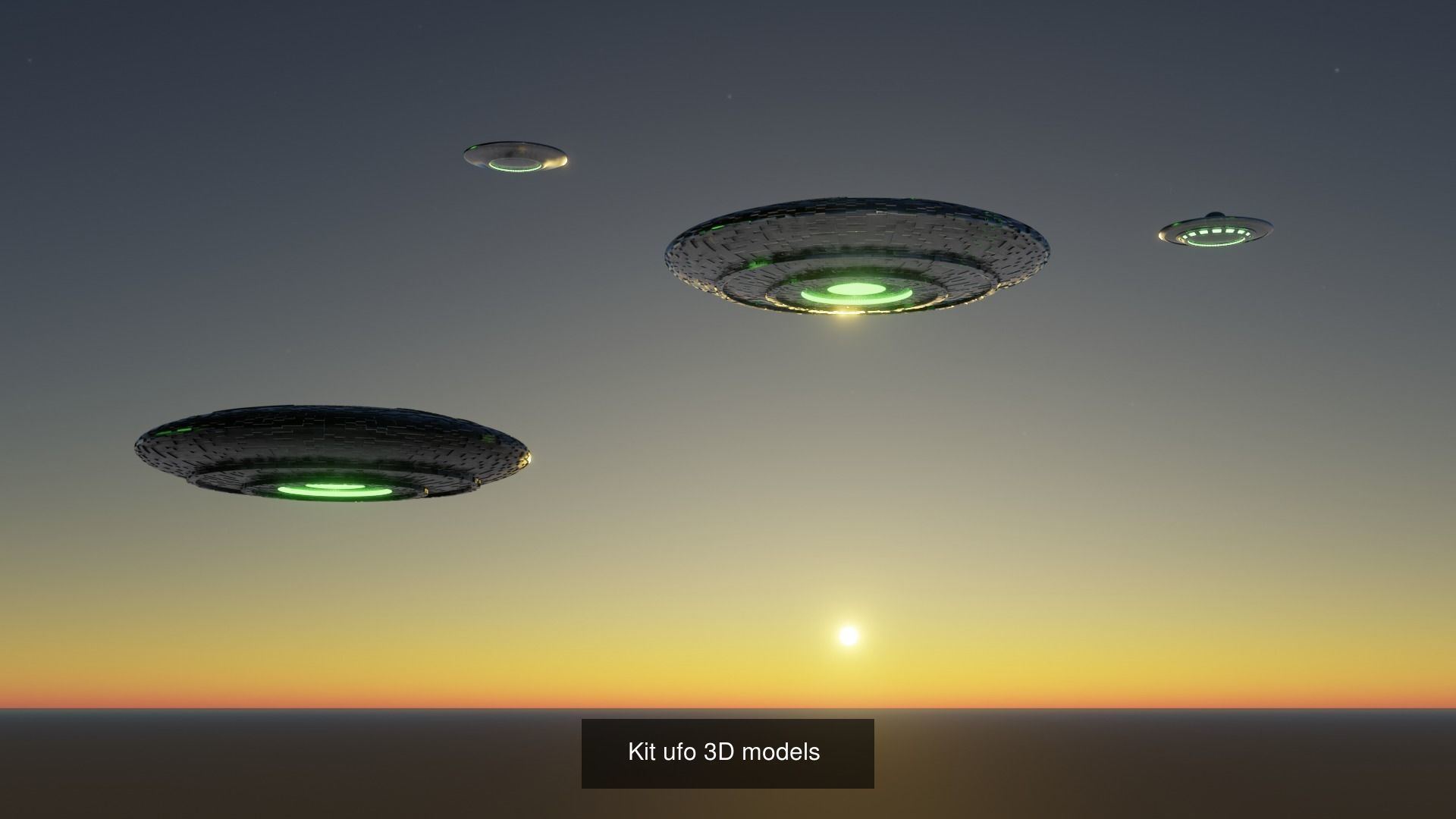 Spaceship 3D model and Kit ufo 3D models 3D Model Collection_2