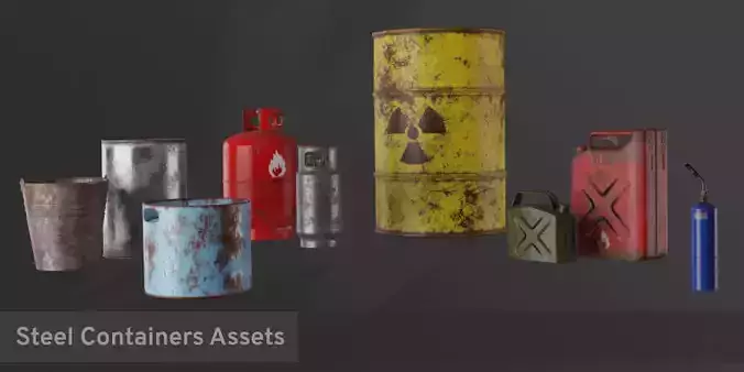 Steel Container Asset Package  3D Model Collection