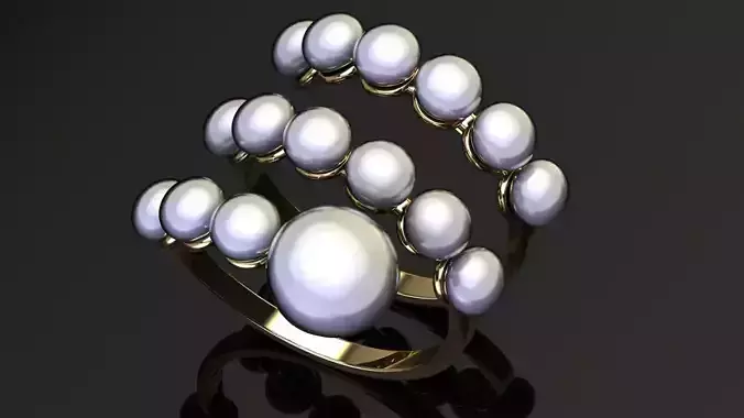 Three Row Pearl Ring