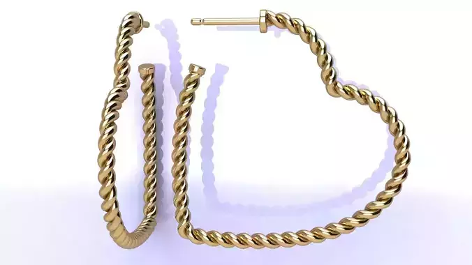 Cable Heart Hoop Earrings 30 mm 3D print model