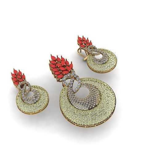 penden 5 pair of earrings and pendant set 3D print model