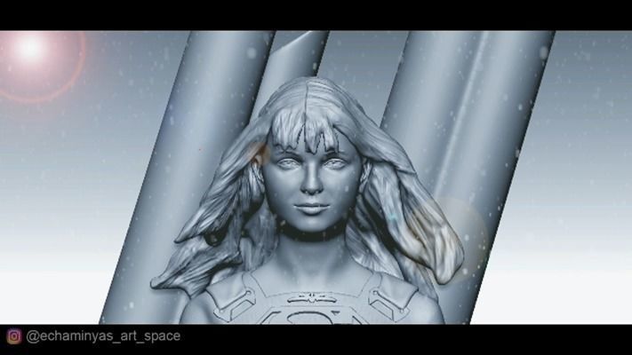 Melissa Benoist Supergirl Sculpture 3D print model_3