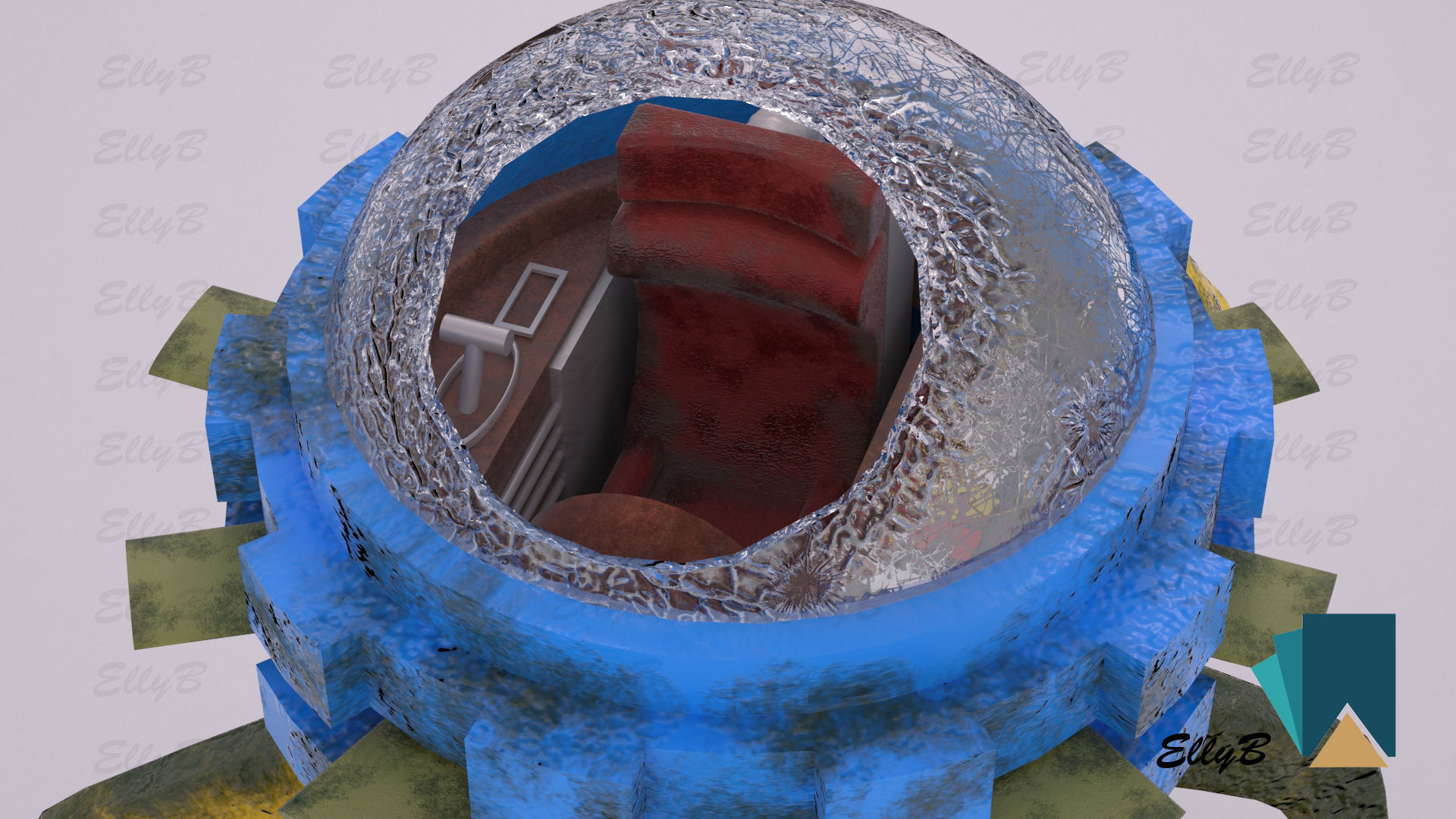 Time Machine Aged Low-poly 3D model_3