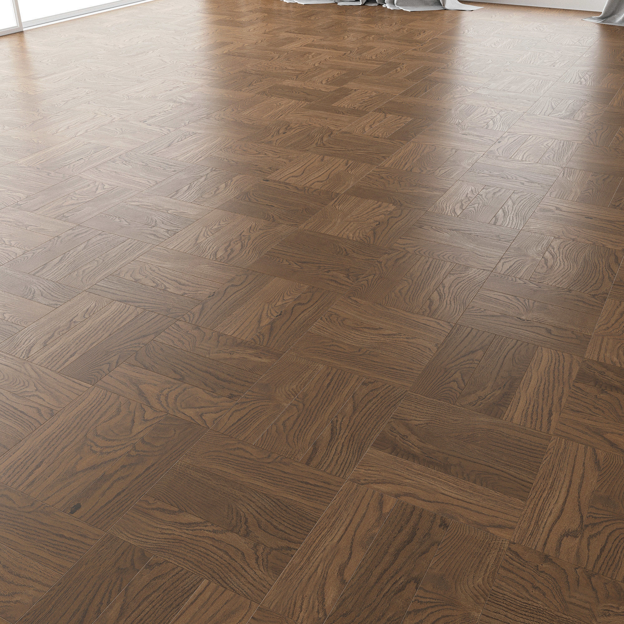 Parquet Oak Black Walnut Brushed set 3 3D model_3