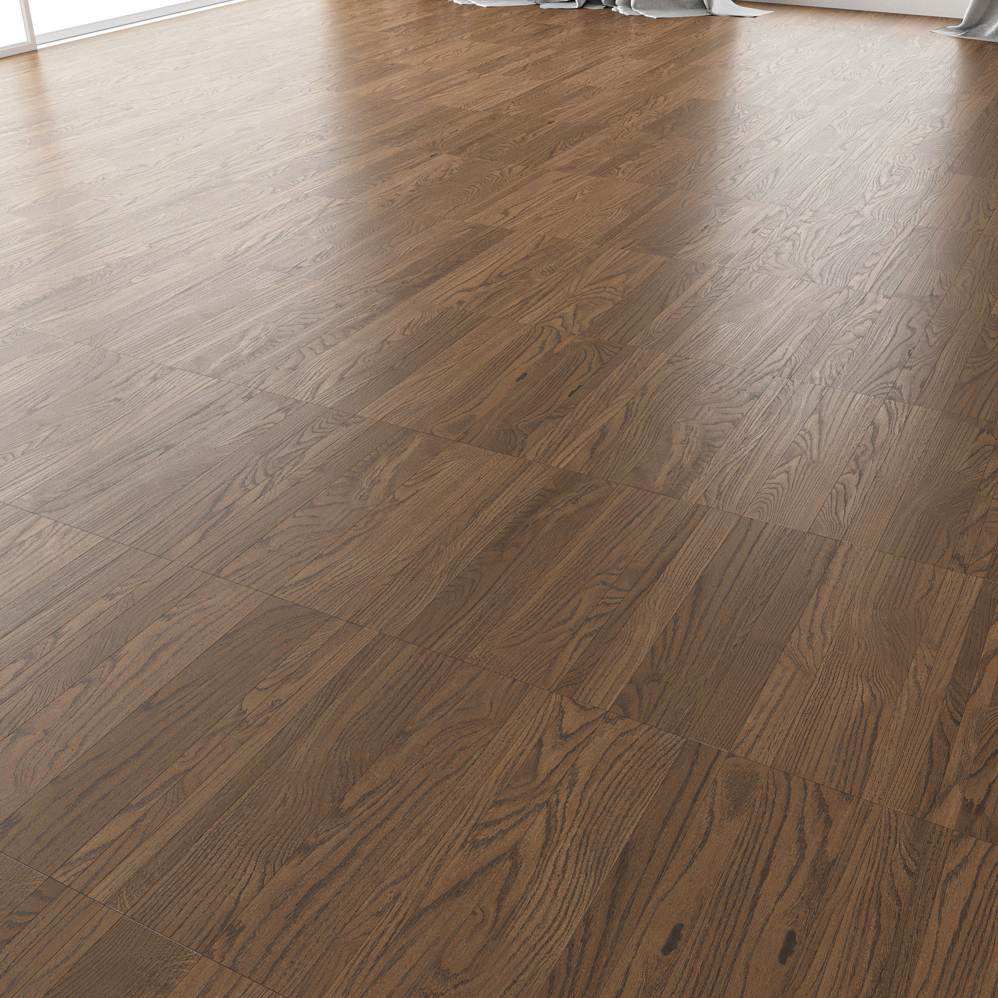 Parquet Oak Black Walnut Brushed set 3 3D model_2