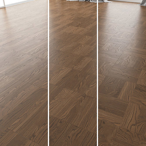Parquet Oak Black Walnut Brushed set 3 3D model