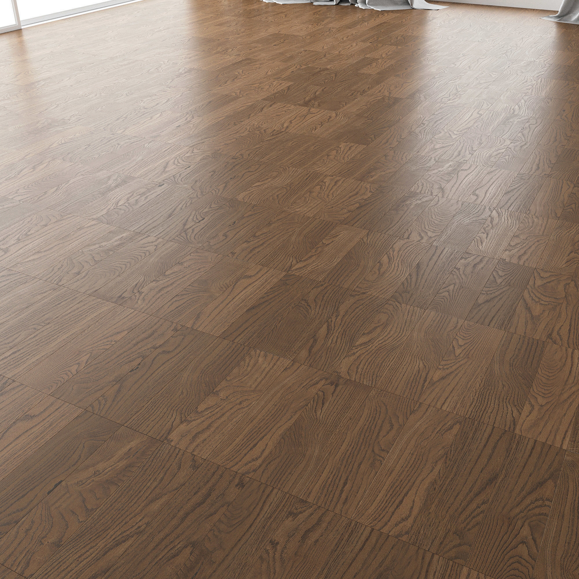 Parquet Oak Black Walnut Brushed set 3 3D model_1