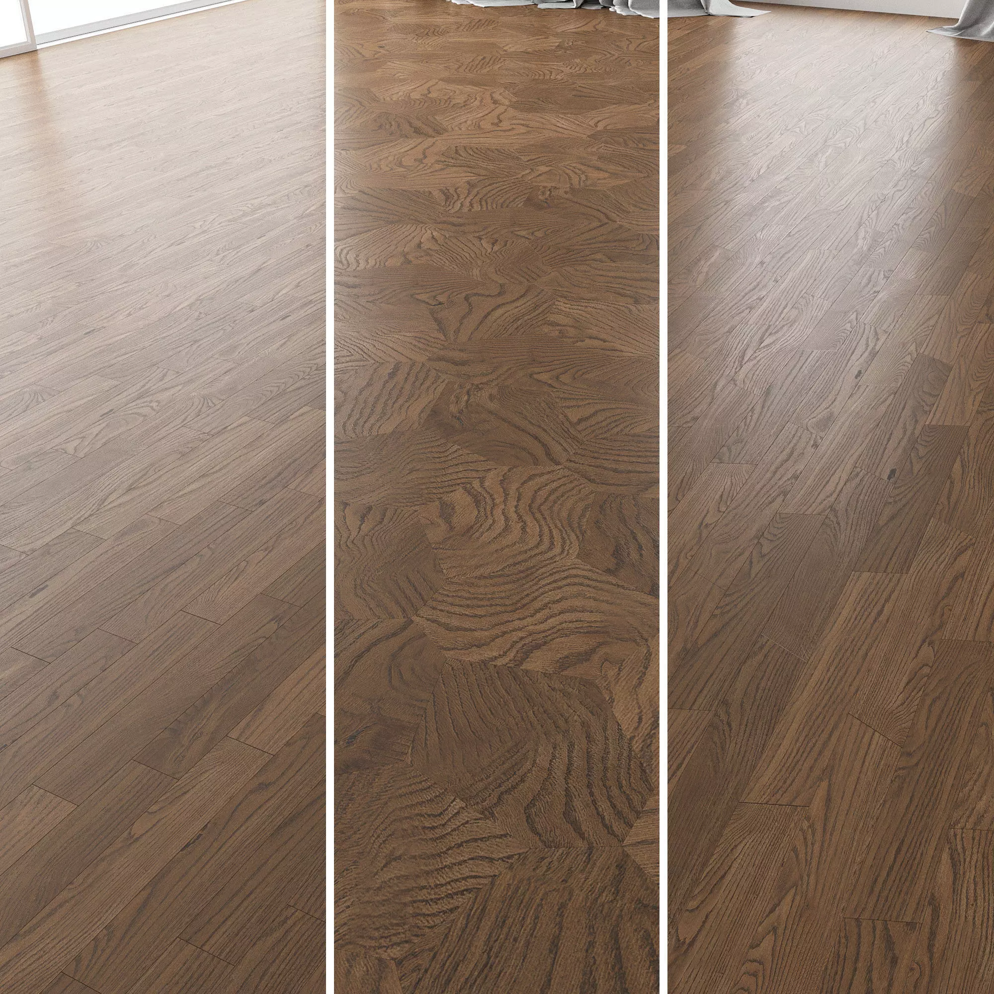 Parquet Oak Black Walnut Brushed set 7 3D model_0