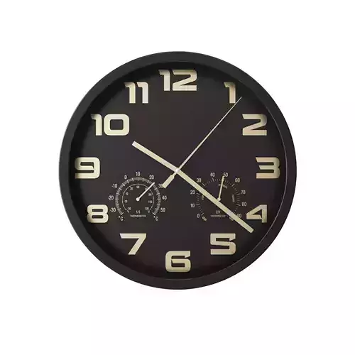 Wall clock with thermometer and hygrometer