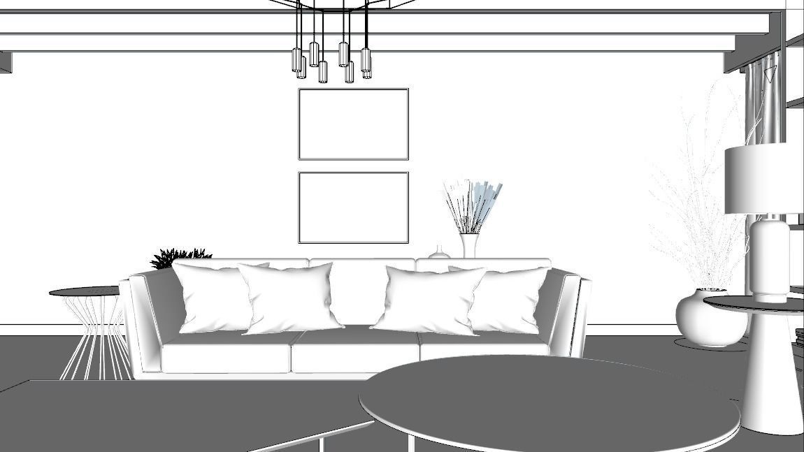 CONTEMPORARY MODERN LIVING ROOM 3D model_5