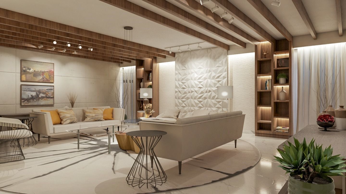 CONTEMPORARY MODERN LIVING ROOM 3D model_2