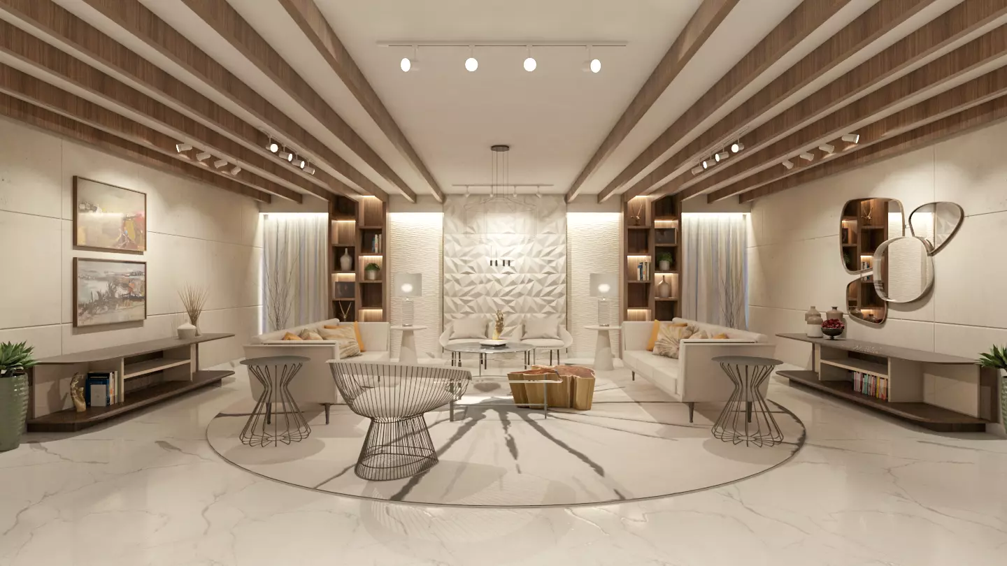 CONTEMPORARY MODERN LIVING ROOM 3D model_0